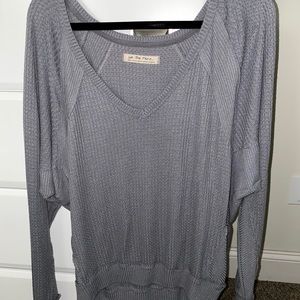 WE THE FREE Blueish-Gray off the shoulder sweater